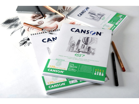 CANSON Album spiralé papier dessin 1557, A4, 120 g/m2