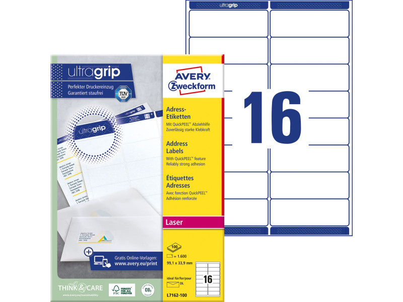 AVERY Zweckform QuickPEEL Etiquette d'adresse, 99,1 x 33,9mm