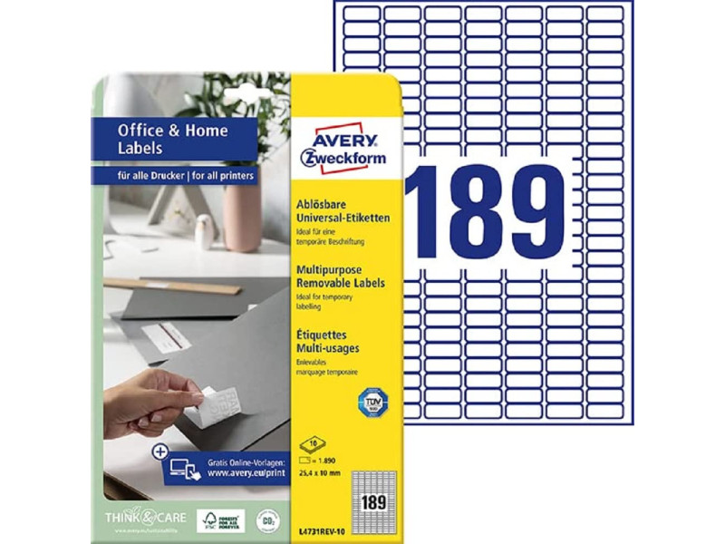 AVERY Zweckform Etiquette universelle, 25,4 x 10 mm, blanc