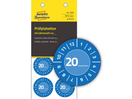 AVERY Zweckform Plaquette de contrôle, 20xx à inscrire,jaune