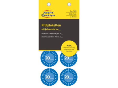 AVERY Zweckform Plaquette de contrôle, 20xx à inscrire, bleu