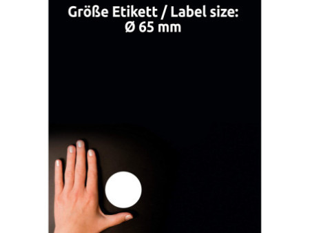 AVERY Zweckform Etiquette pour badge, 65 mm, rond, blanc