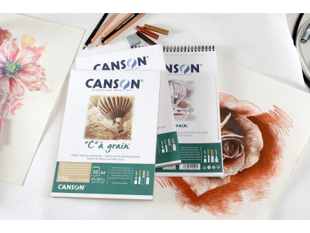 CANSON Bloc papier dessin 'C' à grain Couleur, ocre chiné