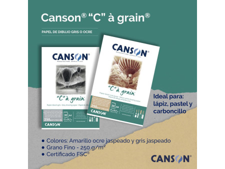 CANSON Bloc papier dessin 'C' à grain Couleur, ocre chiné