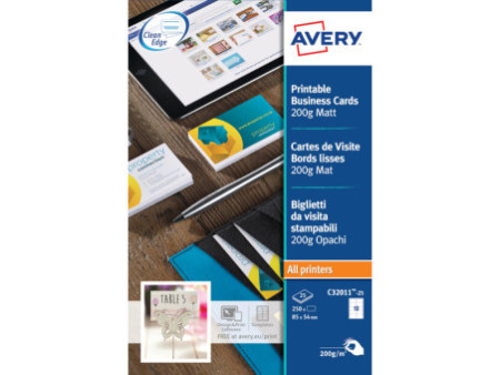 AVERY Cartes de visite Quick&Clean, 200 g/m2, blanc mat
