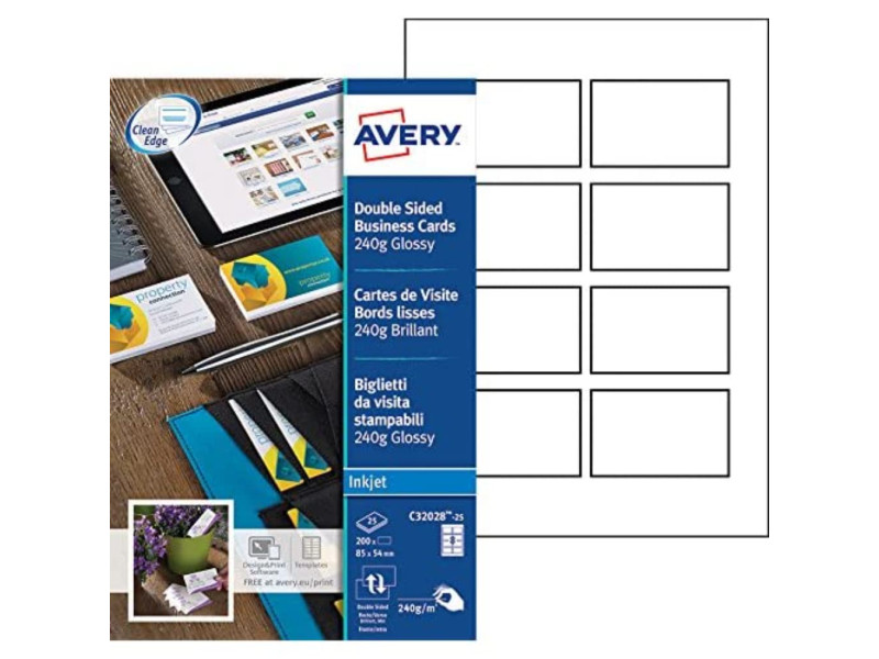 AVERY Cartes de visite Quick&Clean, 240 g/m2, blanc brillant