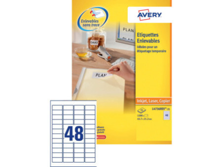 AVERY Etiquette multi-usage, enlevable, 210 x 297 mm