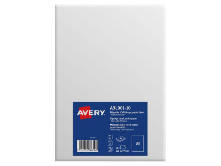 AVERY Etiquette d'affichage, enlevable, 420 x 297 mm, blanc
