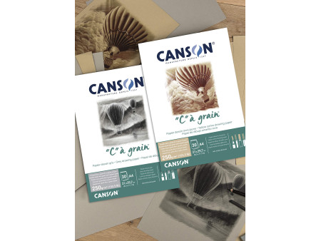 CANSON Bloc papier dessin 'C' à grain Couleur, ocre chiné