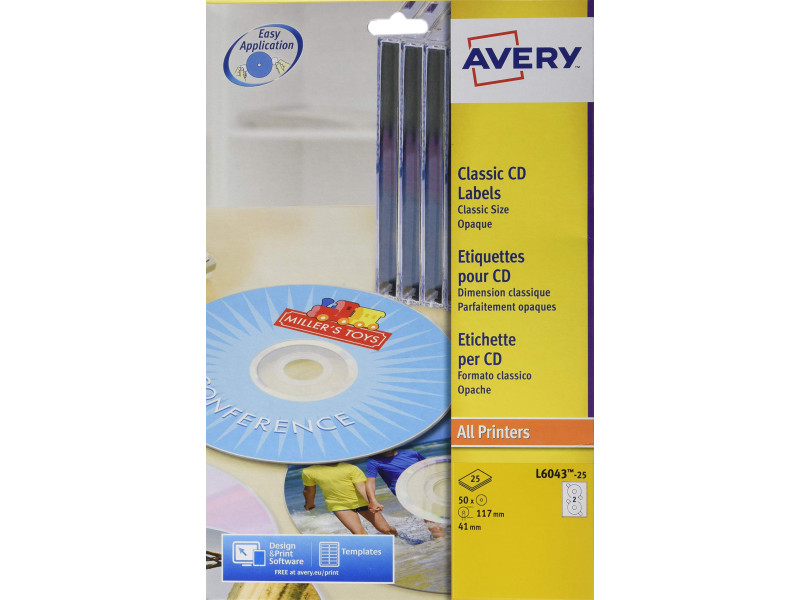 AVERY Etiquette CD Classique, diamètre: 117 mm, blanc