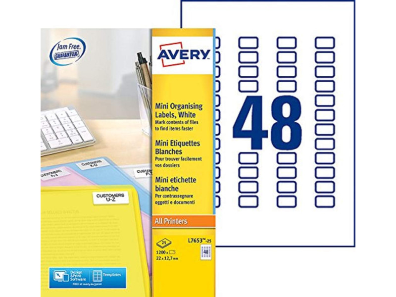 AVERY Mini étiquette d'adresse laser, 22 x 12,7 mm, blanc