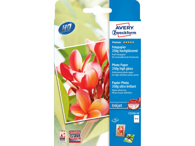 AVERY Zweckform Papier photo jet d'encre PREMIUM, 10 x 15 cm
