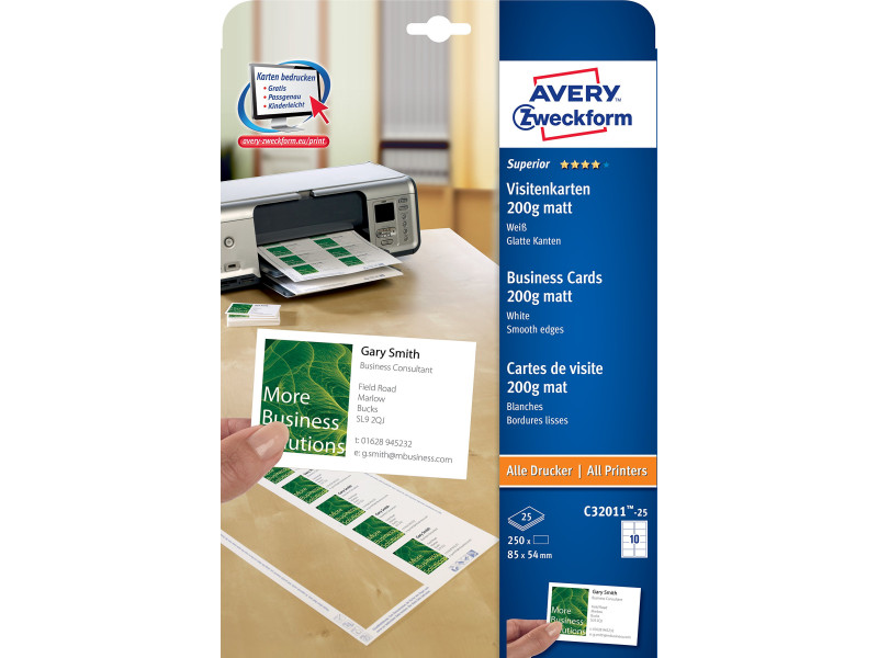 AVERY Zweckform Carte de visite Quick & Clean, blanc