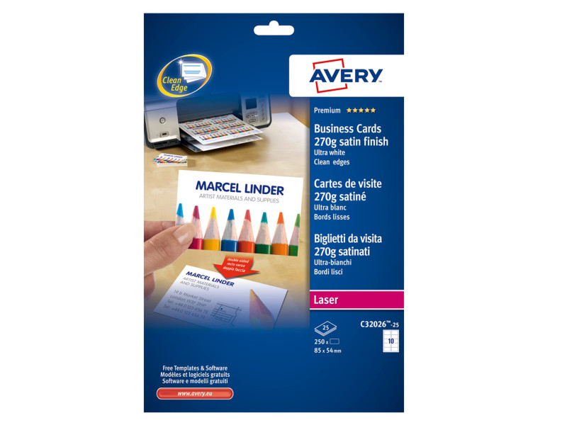 AVERY Zweckform Quick & Clean Cartes de visites, 25 feuilles