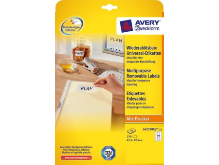 AVERY Zweckform Etiquette universelle, 63,5 x 29,6 mm, blanc