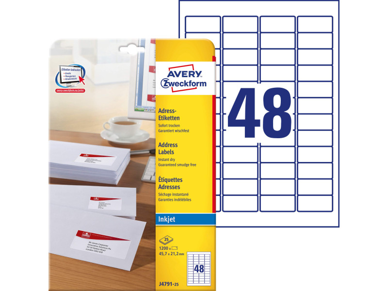 AVERY Zweckform Etiquette d'adresse jet encre,45,7 x 21,2 mm