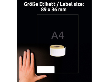 AVERY Zweckform Etiquettes en rouleau, 89 x 36 mm, blanc