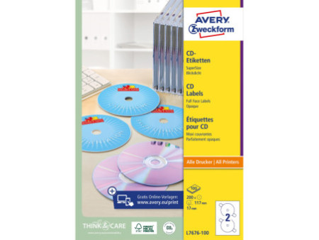 AVERY Zweckform Etiquette CD/DVD SuperSize, blanc, mat