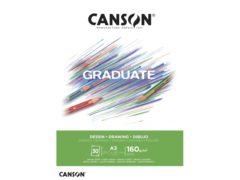 CANSON Bloc de dessin GRADUATE MIXED DESSIN, A3