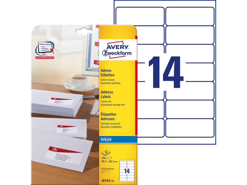 AVERY Zweckform Etiquette d'adresse jet encre,99,1 x 38,1 mm