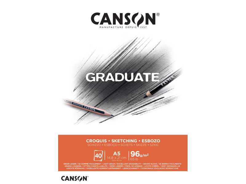 CANSON Bloc de dessin GRADUATE CROQUIS, A5