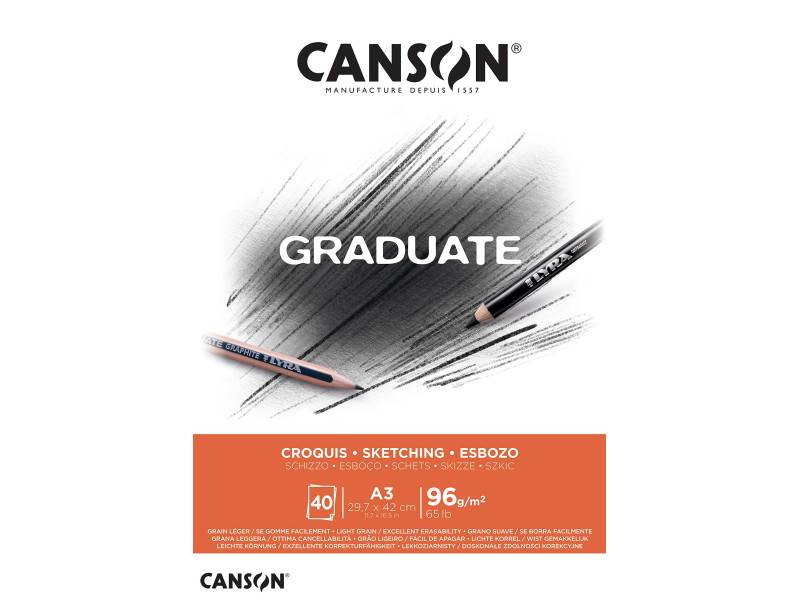 CANSON Bloc de dessin GRADUATE CROQUIS, A3