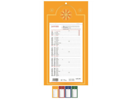 LECAS Calendrier mural, 200 x 380 mm, plaque Skytos, 2026