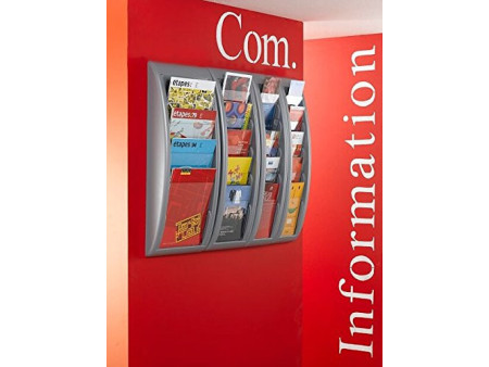 PAPERFLOW Porte-brochures mural Quick fit, 4 compartiments