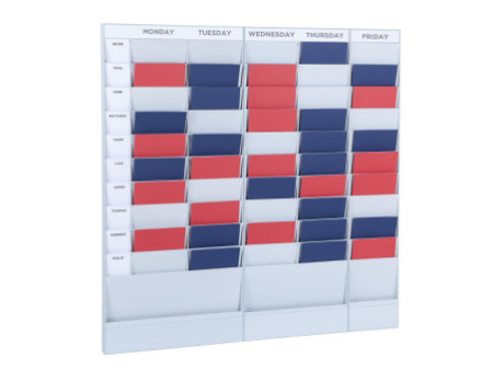 PAPERFLOW Planificateur de bureau mural, 20 casiers, gris