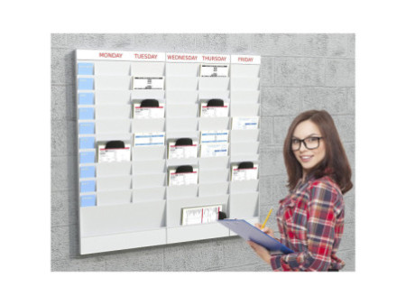 PAPERFLOW Planificateur de bureau mural, 20 casiers, gris