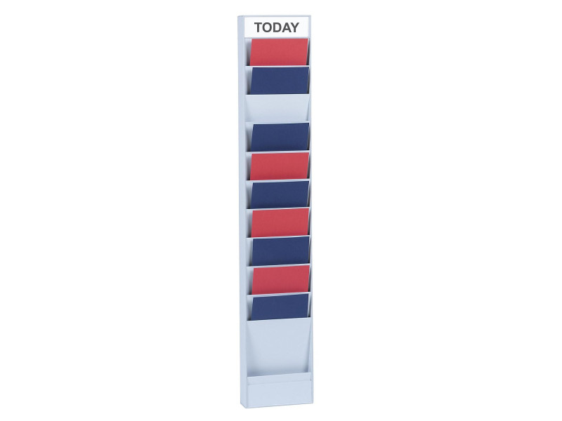 PAPERFLOW Planificateur de bureau mural, 10 casiers, gris