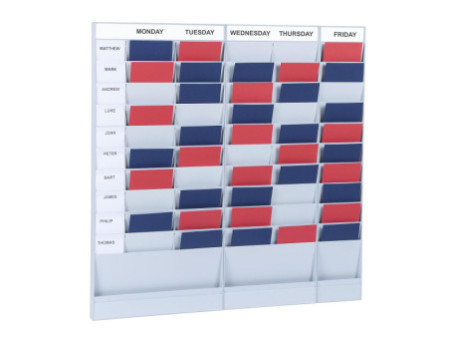 PAPERFLOW Planificateur de bureau mural, 10 casiers, gris