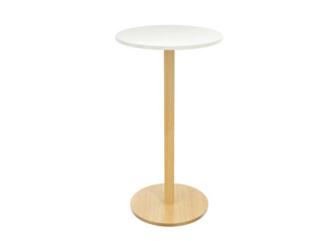 PAPERFLOW Table haute Woody, diam. 600 mm, blanc/hêtre