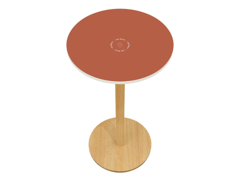 PAPERFLOW Table haute Woody, diam. 600 mm, rouge/hêtre
