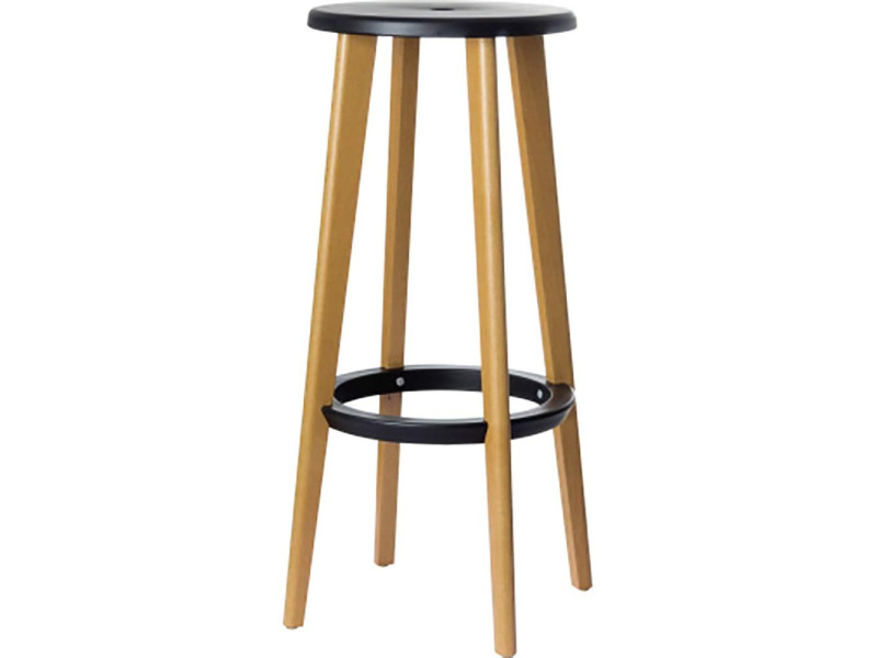 PAPERFLOW Tabouret de bar 'WOODY', set de 2, noir