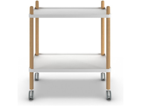 PAPERFLOW Chariot de bureau, 2 étagères, blanc / hêtre