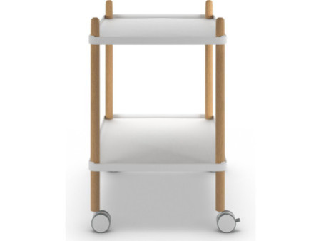 PAPERFLOW Chariot de bureau, 2 étagères, blanc / hêtre