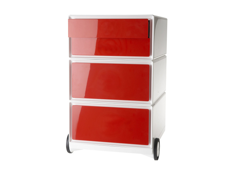 PAPERFLOW Caisson mobile 'easyBox', 4 tiroirs, blanc/rouge