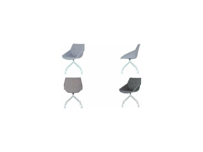 PAPERFLOW Chaise visiteur LUGE, set de 2, blanc / gris