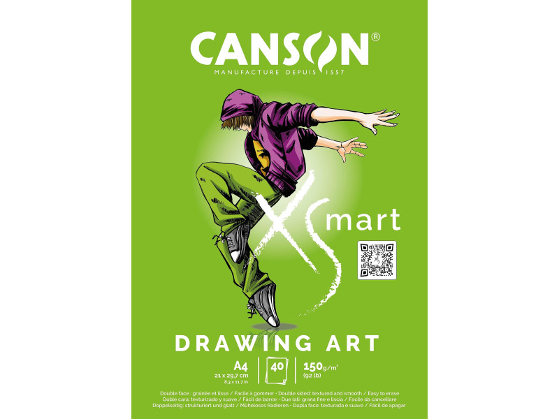 CANSON Bloc de dessin XS'MART DRAWING ART, A4