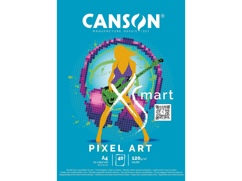 CANSON Bloc de dessin XS'MART PIXEL ART, A4
