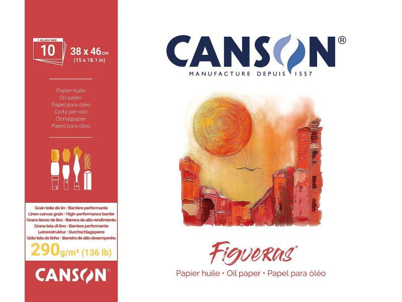 CANSON Bloc papier dessin 'Figueras', 380 x 460 mm, 290 g/m2