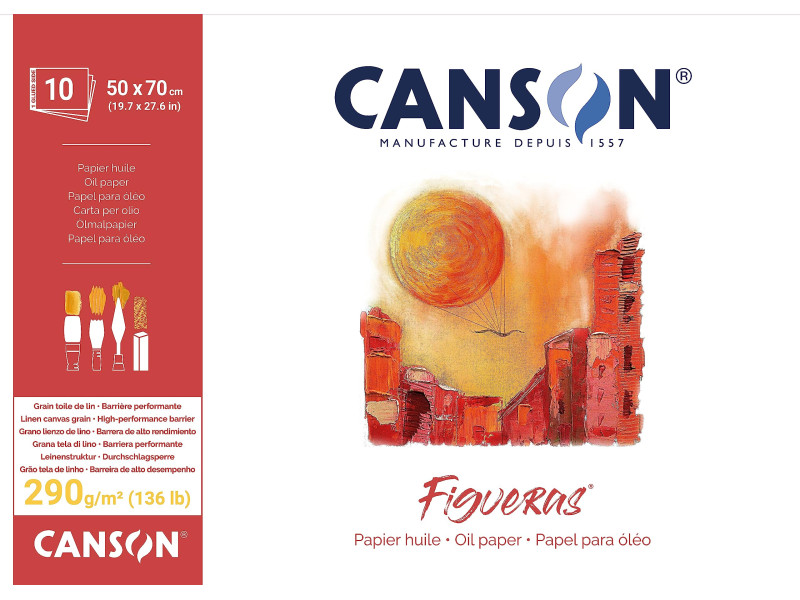 CANSON Bloc papier dessin 'Figueras', 500 x 700 mm, 290 g/m2