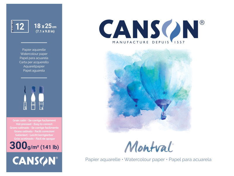 CANSON Bloc papier aquarelle 'Montval', 180 x 250 mm, 300 g