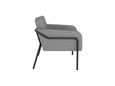 PAPERFLOW Fauteuil visiteur MEDSO RUND L, simili-cuir, gris