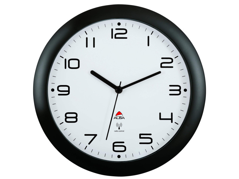 ALBA Horloge murale radiopilotée 'HORNEWRC N', noir