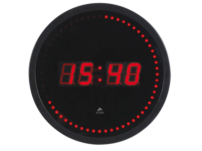ALBA Horloge murale 'HORLED', à quartz, en plastique, noir