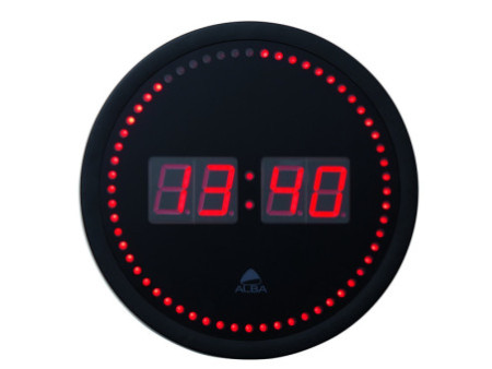 ALBA Horloge murale 'HORLED', à quartz, en plastique, noir