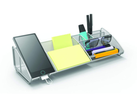 ALBA Organiseur de bureau 'MESHBOARD', en métal, gris