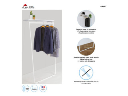 ALBA Portemanteau - vestiaire 'ART', (H)1.650 mm, blanc
